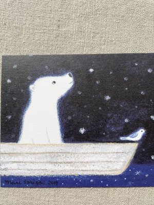 画像1: とりごえまり | ポストカード　「星降る海に舞い降りる雪」