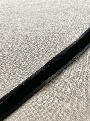 画像1: 【MOKUBA】両面ベルベット×サテンリボン  黒　1.5 × 100 cm