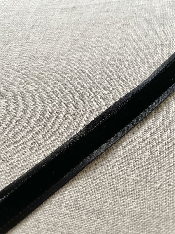 【MOKUBA】両面ベルベット×サテンリボン  黒　1.5 × 100 cm